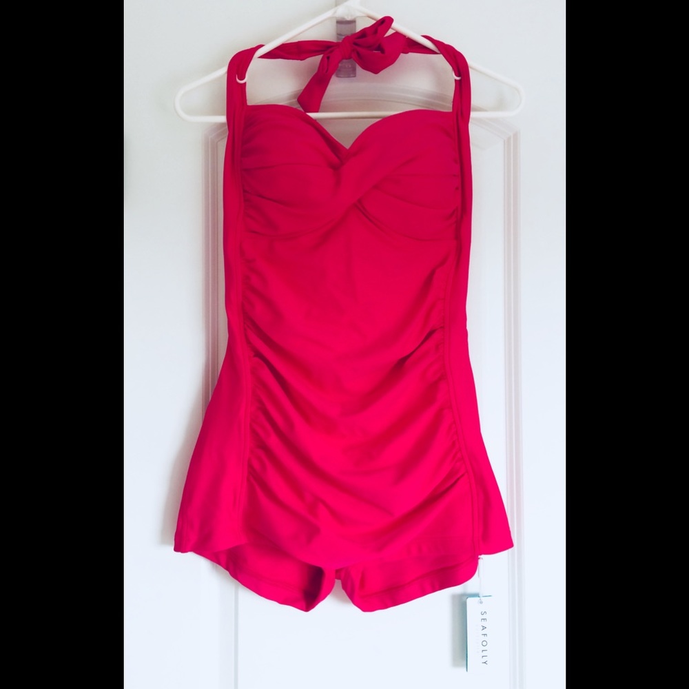 Seafolly Goddess Boyleg Swimsuit -Raspberry